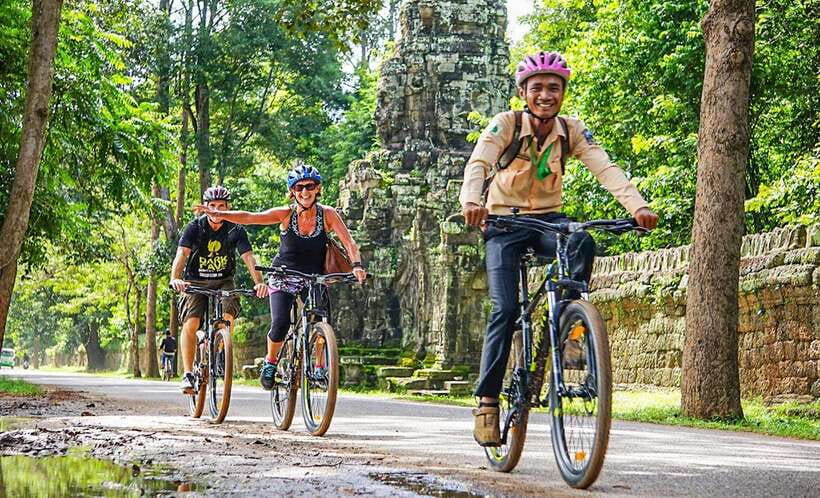 Angkor Bike tour & Gondola Sunset Boat w/ Drinks & Snack - A private gondola cruise on an ancient waterway