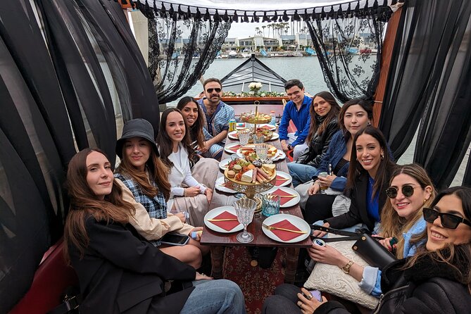 Beautiful Luxury Picnic on a Docked Gondola Boat in Coronado - Sitting down inside the shaded gazebo