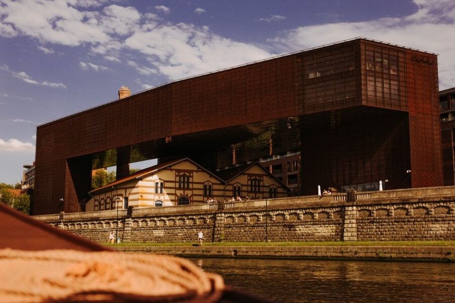 Krakow: Vistula Night Cruise by Gondola w/ Audio Commentary - Dębnicki Bridge and the western riverfront