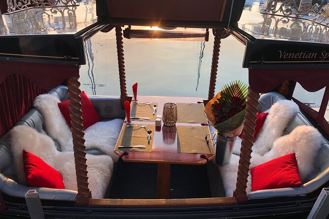 Private, luxury Gold Coast Gondola cruise with cheese & wine - Plush seats, music, drinks, and cheese