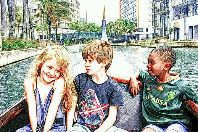 Relaxing Gondola Boat Ride on the Durban Point Waterfront Canal - Stepping into an African gondola